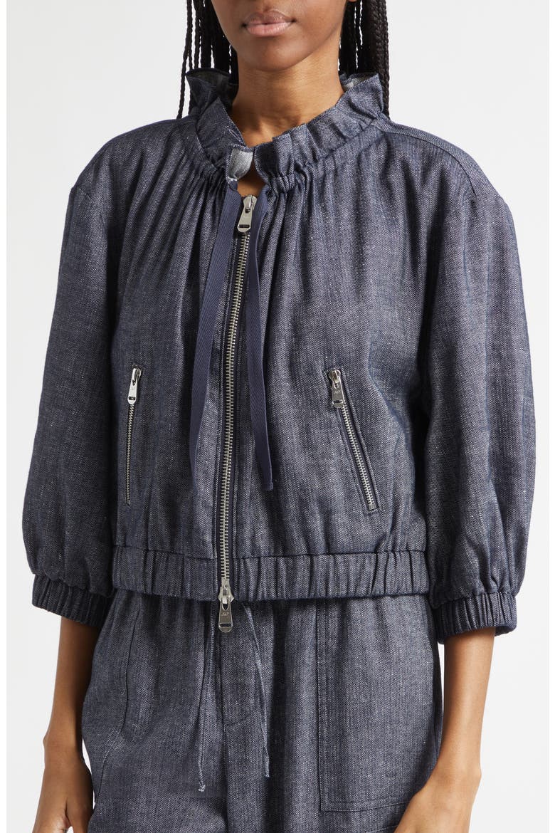 Kaylie Linen & Cotton Jacket, Alternate, color, NAVY/ IVORY