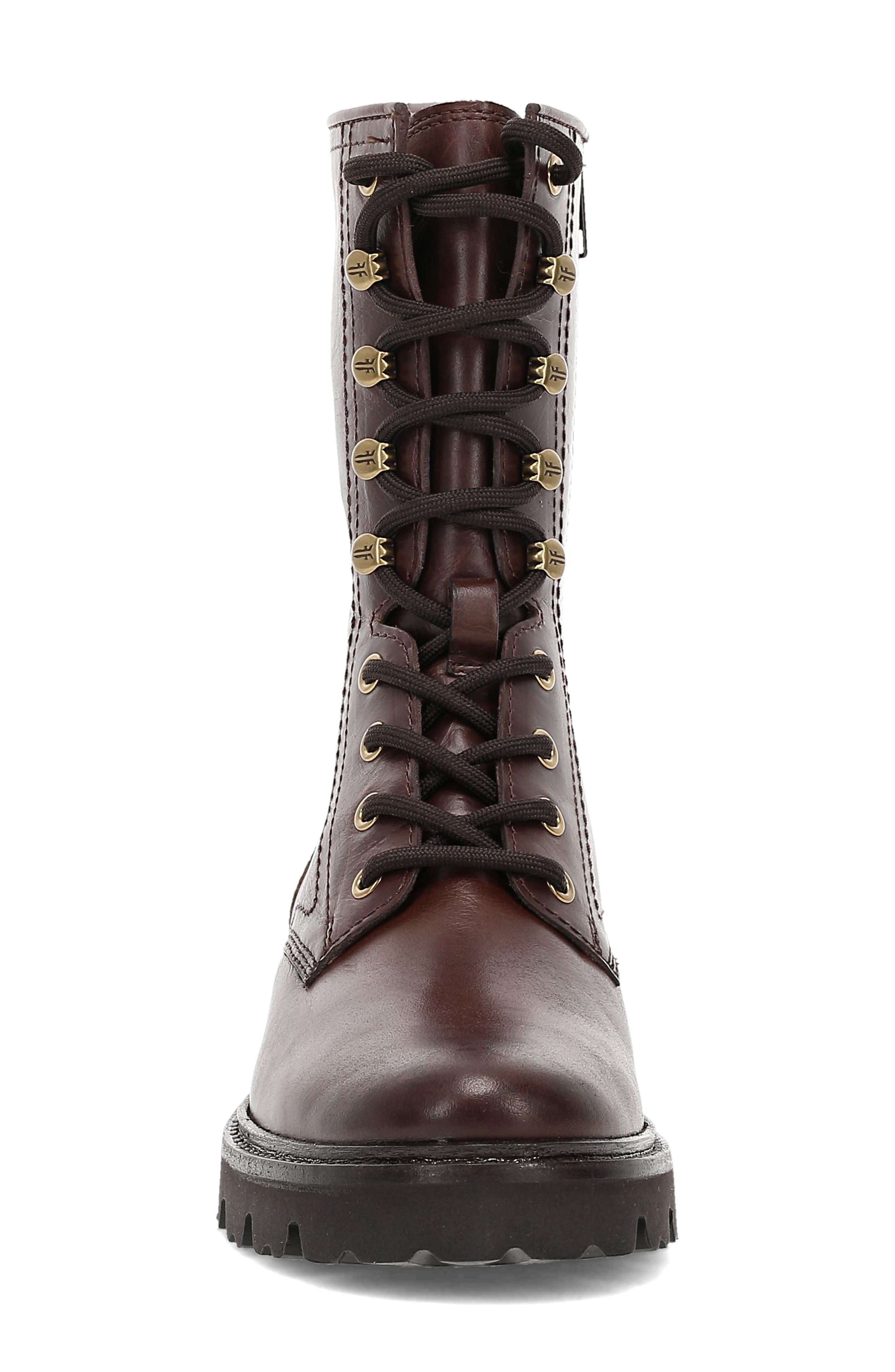 Frye Olivia Combat Boot, Alternate, color, Bourbon