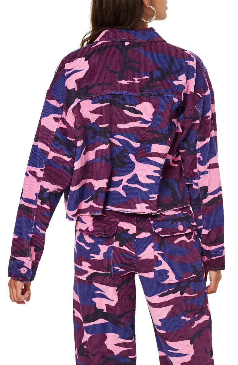 Topshop Corduroy Camo Jacket, Alternate, color, 