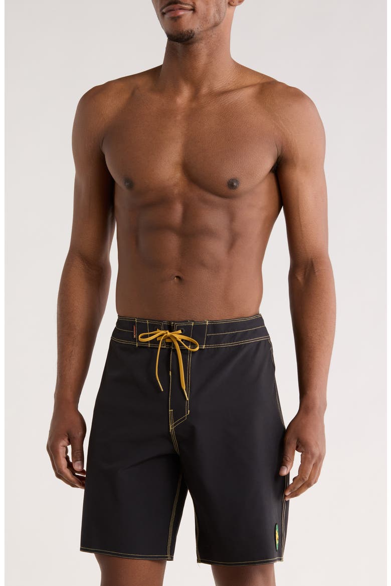 Black Star Surf Pro Board Shorts, Main, color, BLACK