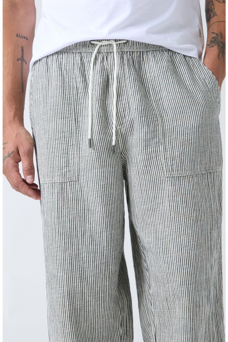Stripe Drawstring Pants, Alternate, color, DARK GREY