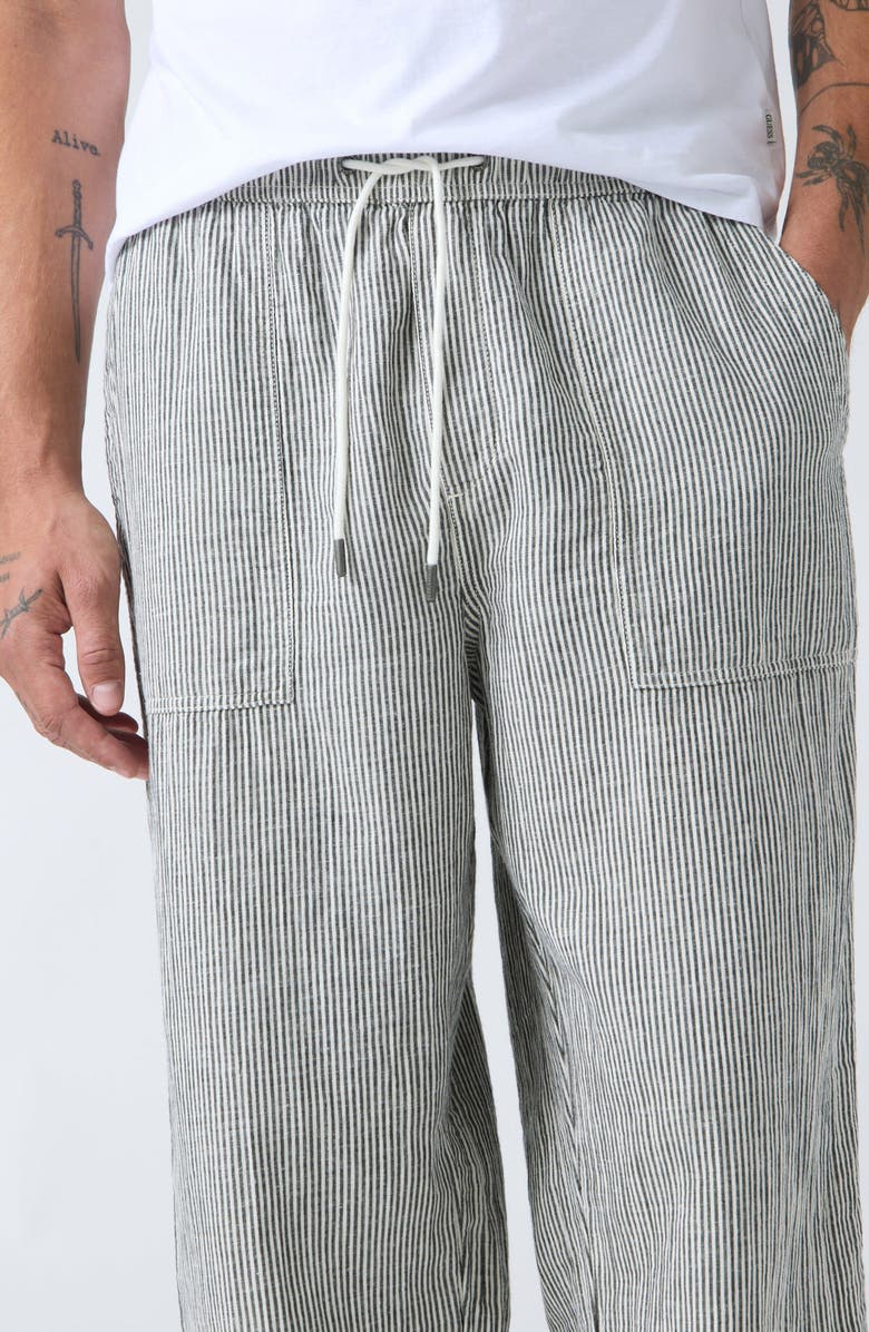 GUESS Stripe Drawstring Pants, Alternate, color, Dark Grey