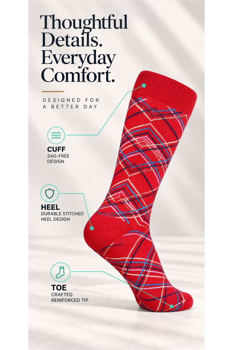 Cotton Blend Patterned Dress Socks 5 Pack, Alternate, color, Criss Cross Streak