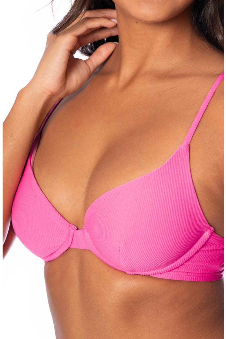 Dainty Radiant Pink Reversible Underwire Bikini Top, Alternate, color, PINK