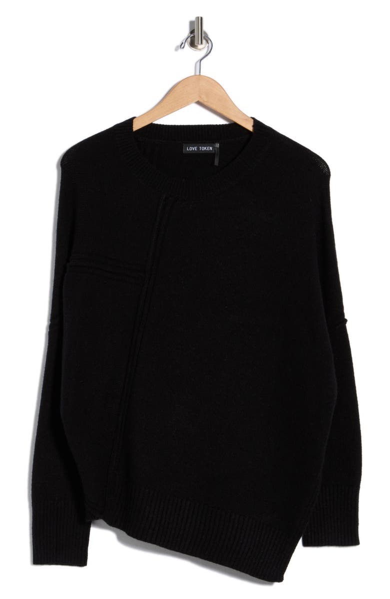 Love Token Dolores Asymmetric Hem Sweater, Alternate, color, Black