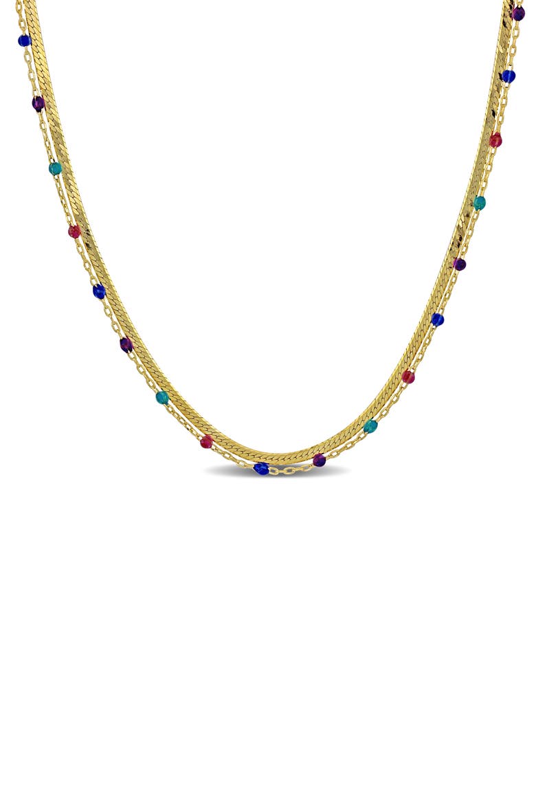 Double Strand Necklace, Main, color, GOLD MULTI-COLOR