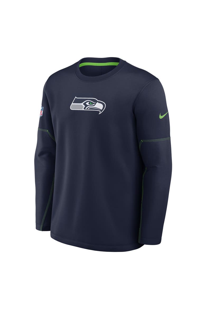 Men's Nike Navy Seattle Seahawks Sideline Coaches Team Present Midweight Therma-FIT Sweatshirt, Alternate, color, Navy