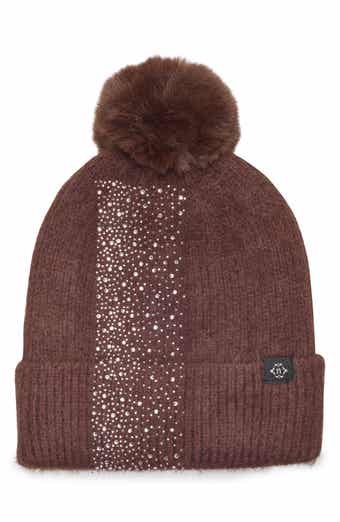 Embellished Faux Fur Pom Beanie