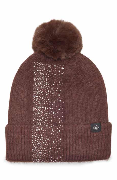 Embellished Faux Fur Pom Beanie