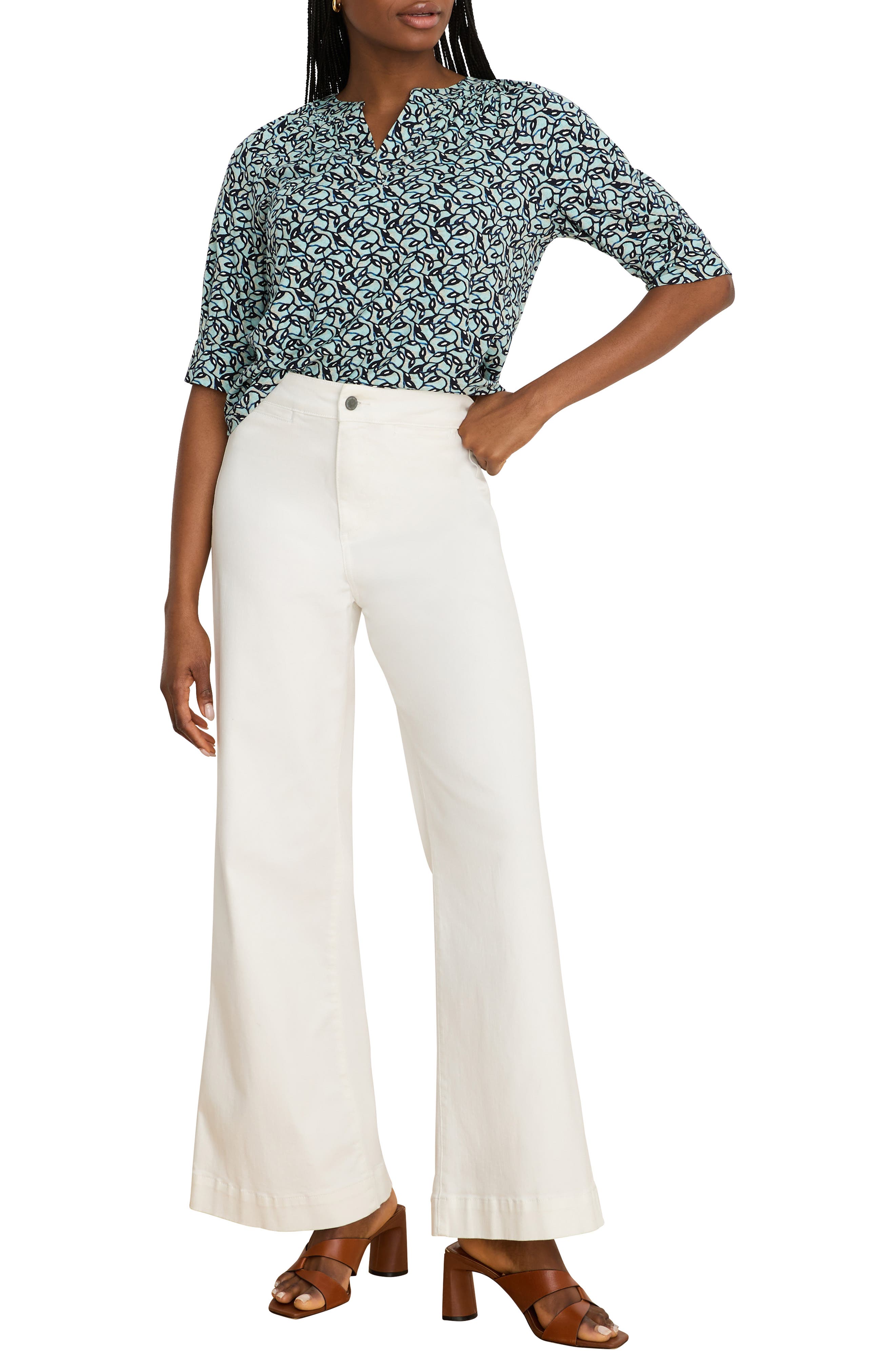 Fine Vines Print Split Neck Top - image 2