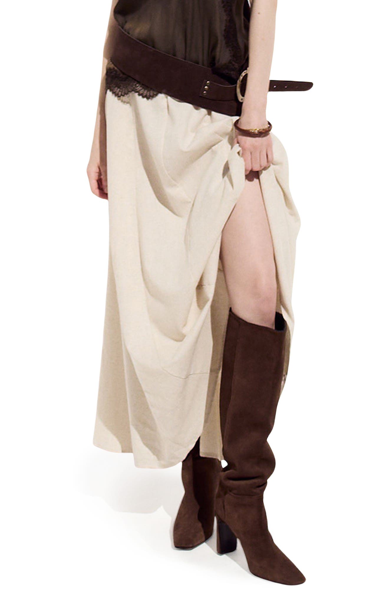 Belted Clouet Linen Blend Maxi Skirt - image 3