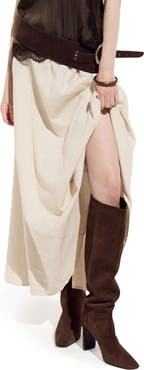 DELUC Belted Clouet Linen Blend Maxi Skirt