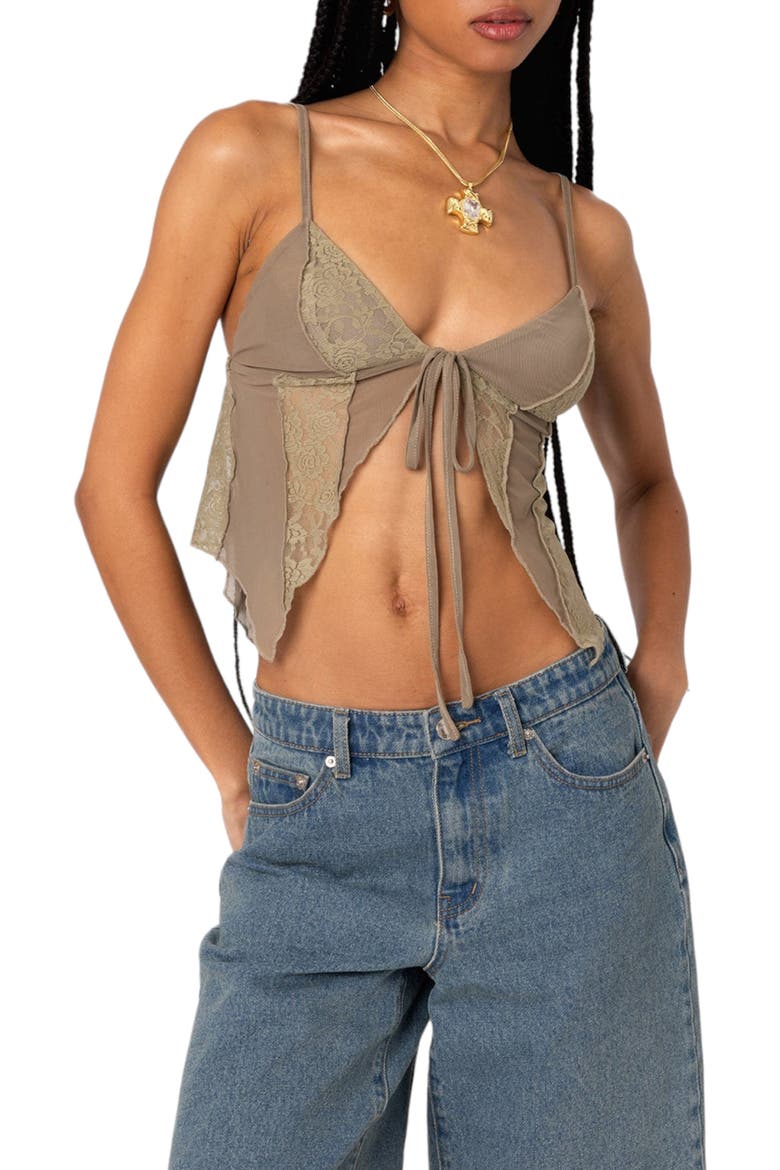 Patchwork Lace Camisole, Main, color, OLIVE