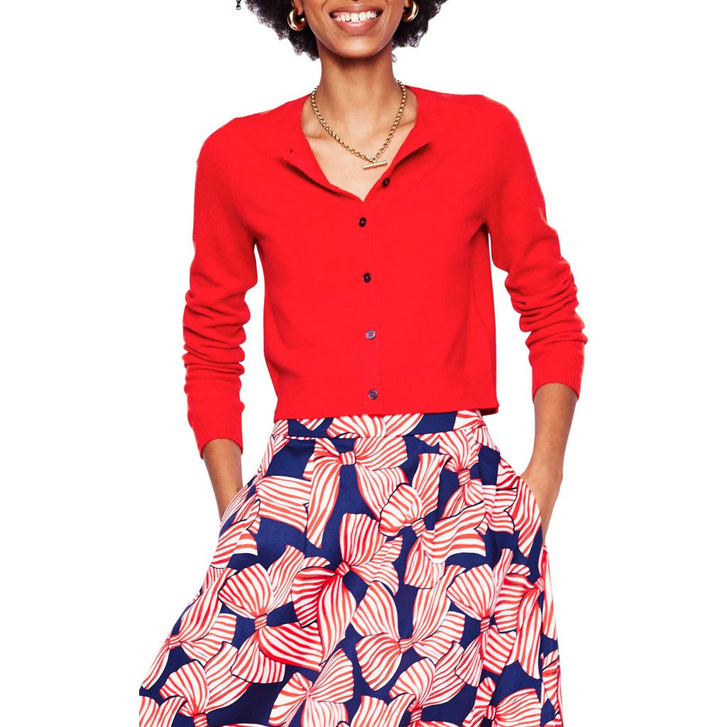 Boden Eva Cashmere Crew Cardiganstrawberry Tart Red Women In Poppy Red