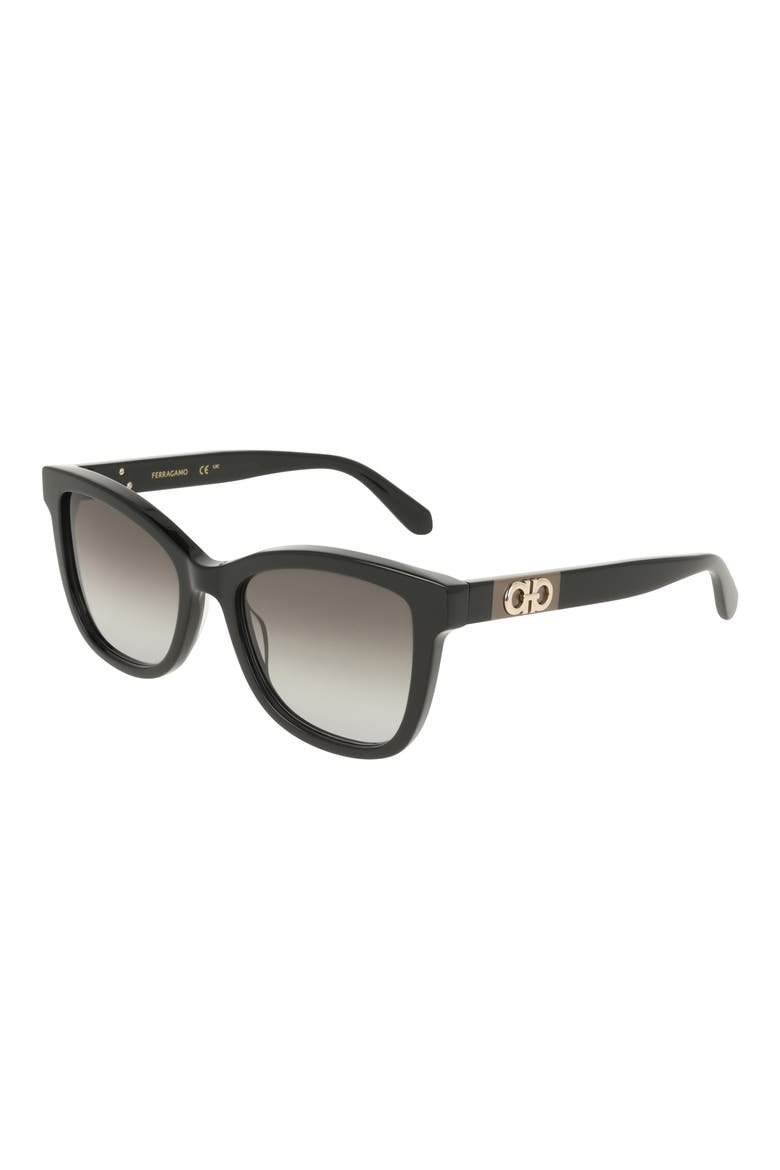 54mm Rectangle Sunglasses, Alternate, color, BLACK