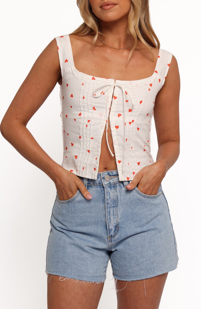 Petal & Pup Alice Heart Print Corset Top, Main, color, Ditsy Heart