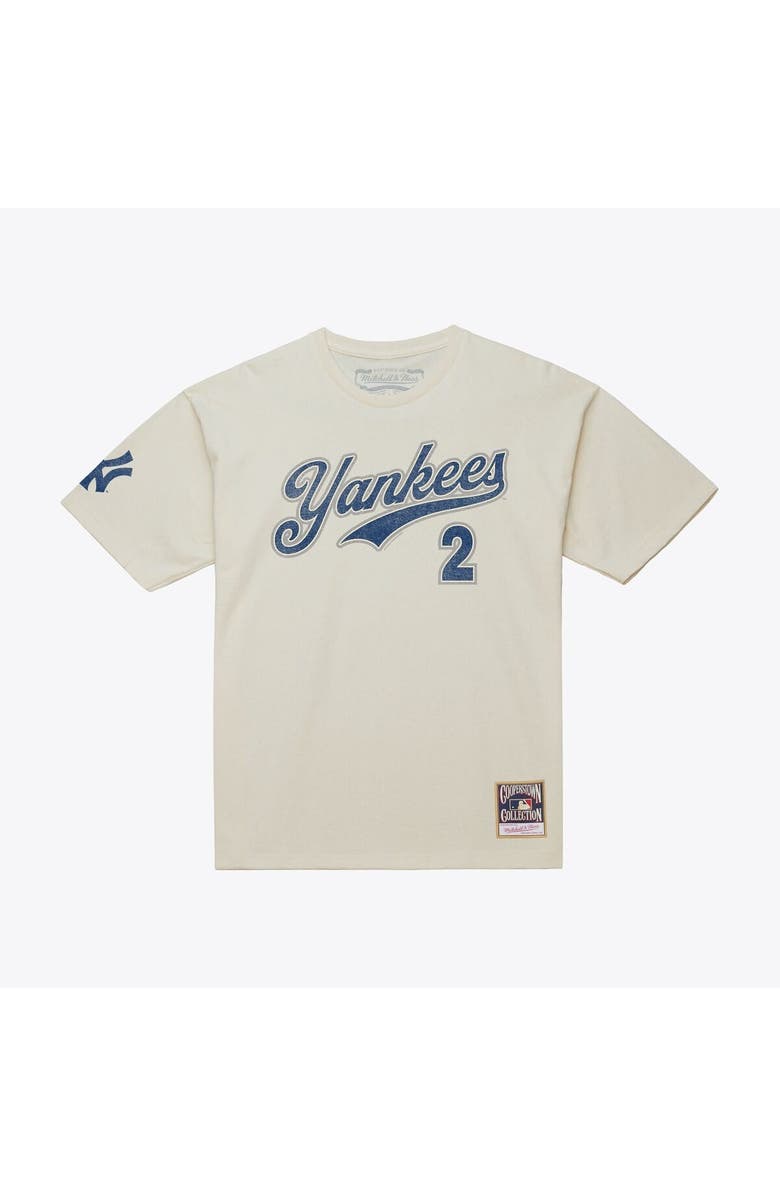 Mitchell & Ness Men's Mitchell & Ness Derek Jeter Cream New York Yankees Cooperstown Collection Throwback Name & Number T-Shirt, Main, color, 