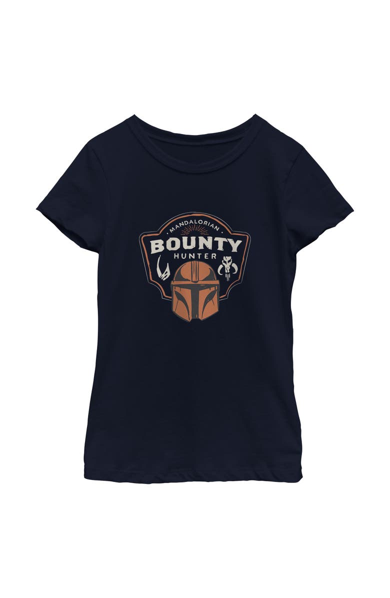 Star Wars: The Mandalorian and Grogu Girl's Star Wars The Mandalorian and Grogu Bounty Hunter Logo  Graphic T-Shirt, Main, color, Navy Blue