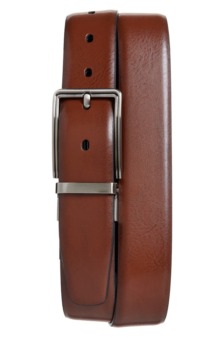 Fashion Reversible Leather Belt, Main, color, BROWN