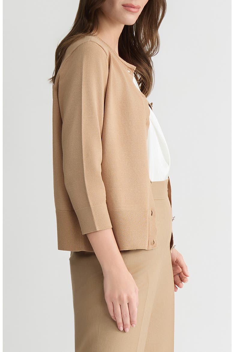 Rib Trim Cardigan, Alternate, color, TOASTED WHEAT