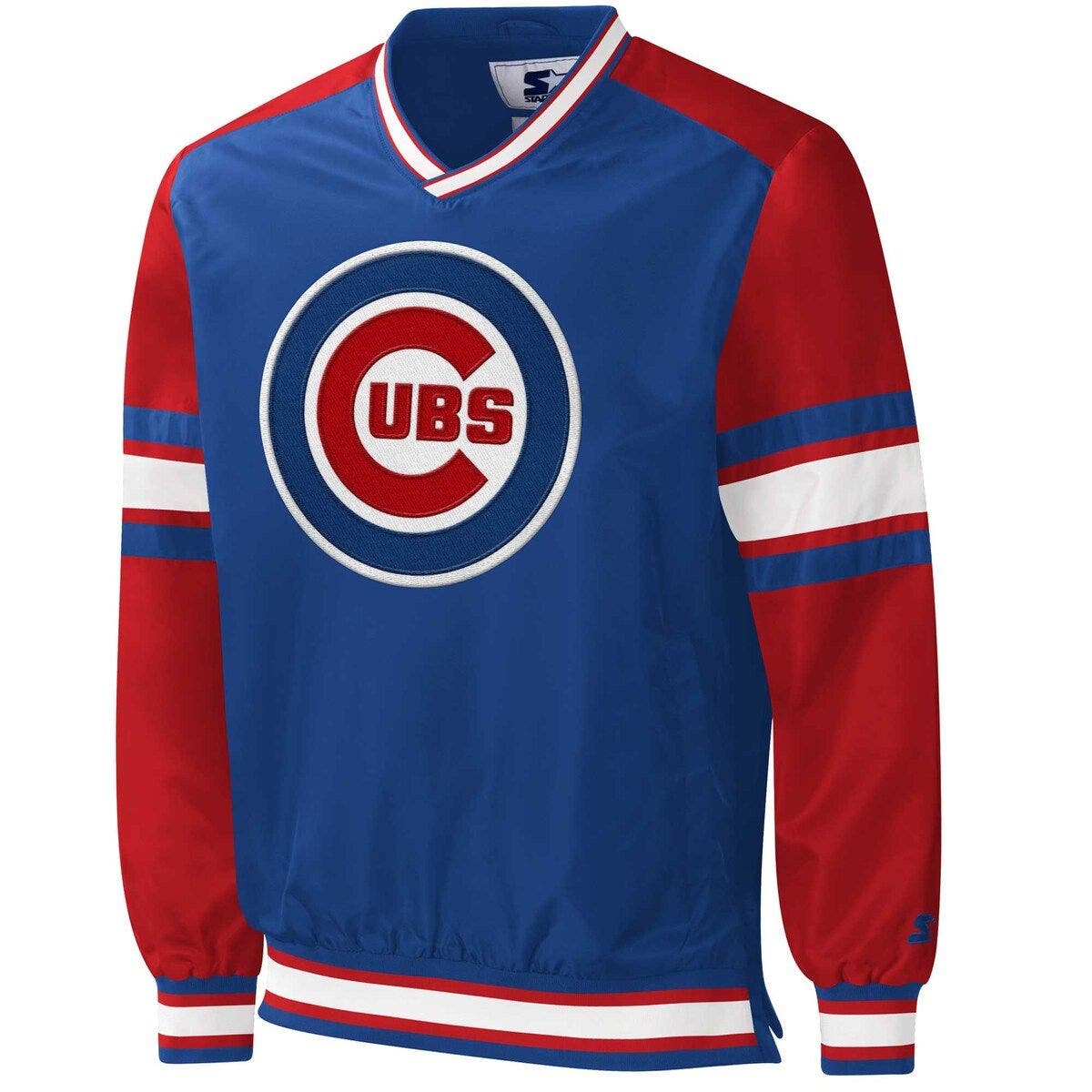 Men's Starter Royal Chicago Cubs Yardline V-Neck Pullover Windbreaker - image 2