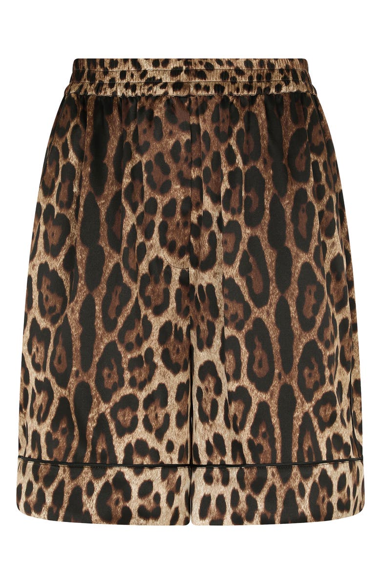 Dolce&Gabbana Leopard Print Stretch Silk Satin Shorts, Alternate, color, 