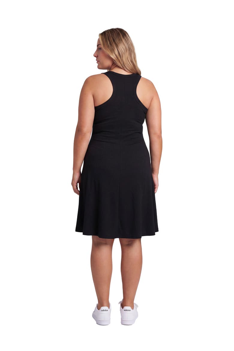 Curvy Essential Ribbed Knit Sleeveless Scoop Neck Pocket A-Line Midi Dress, Alternate, color, Black