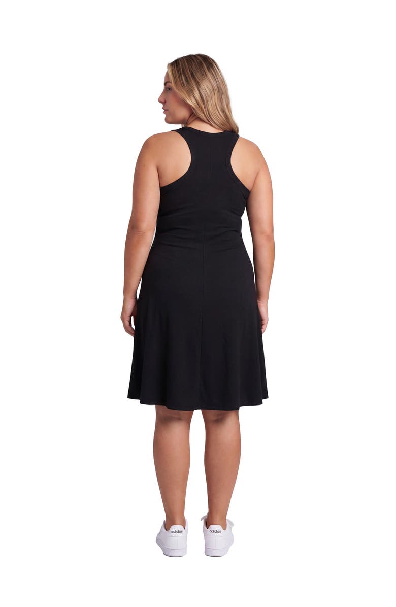 24seven Comfort Apparel Curvy Essential Ribbed Knit Sleeveless Scoop Neck Pocket A-Line Midi Dress, Alternate, color, Black