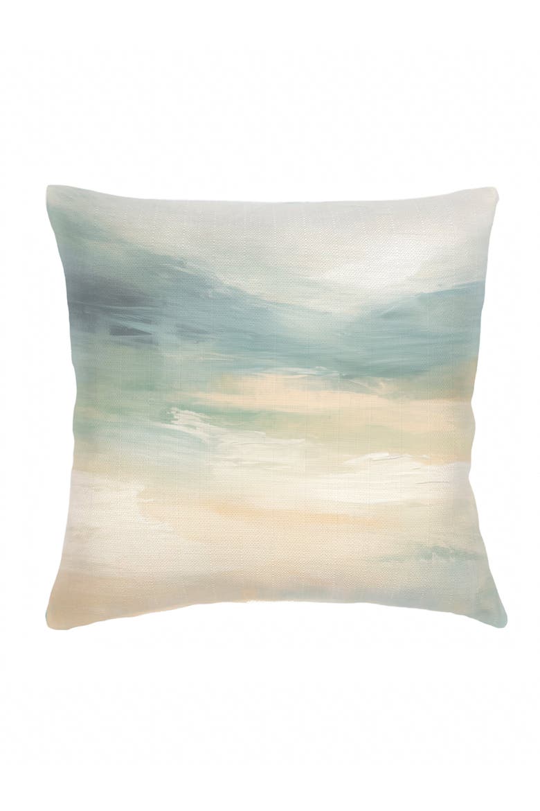 Green Horizon Linen Euro Pillow 26x26 with Down Insert, Main, color, green