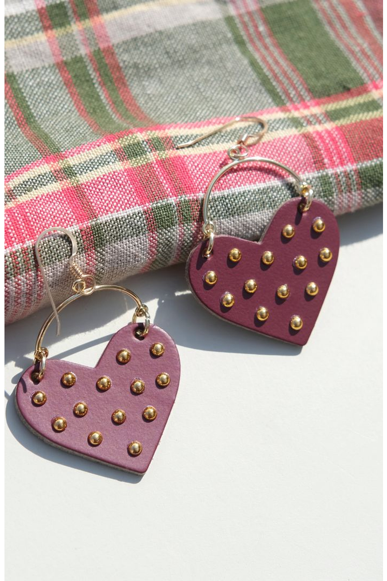 Studded Harlow Earrings, Alternate, color, Burgundy / Gold