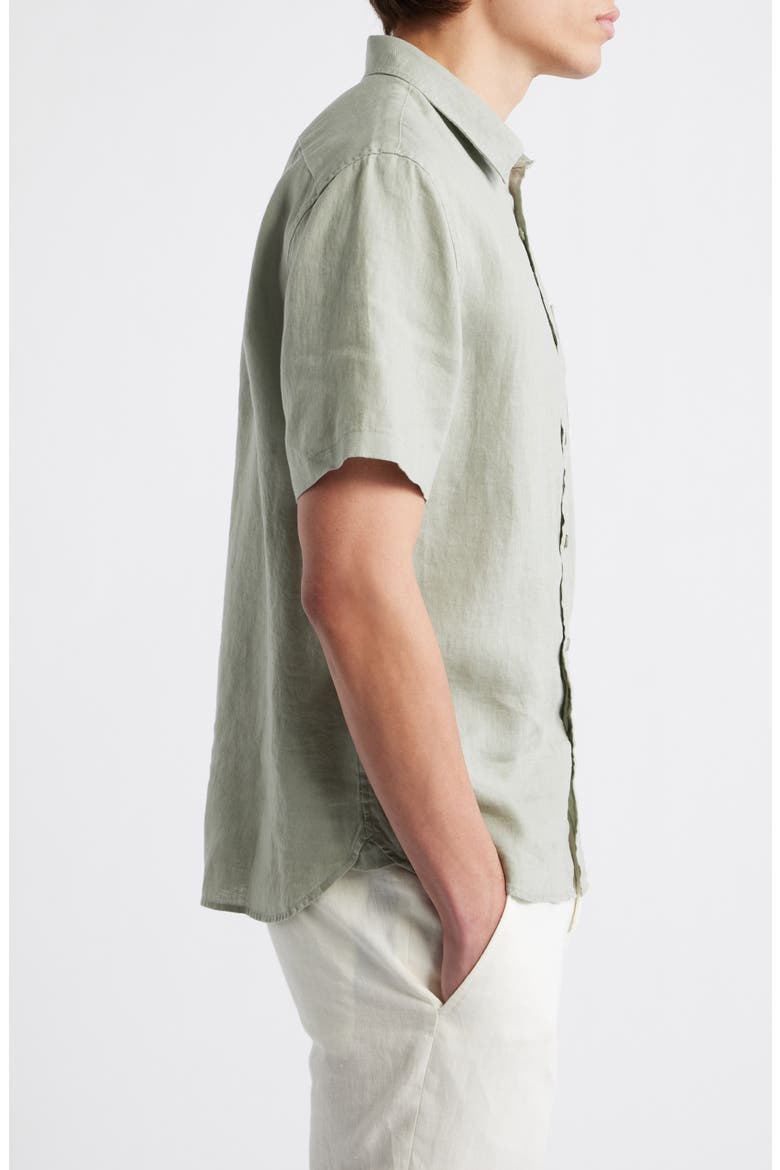 Classic Fit Short Sleeve Linen Shirt, Alternate, color, MATCHA