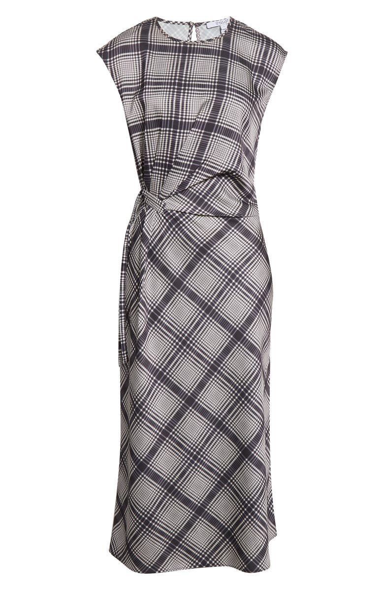 Derek Lam 10 Crosby Adelita Lattice Print Midi Dress, Alternate, color, Black/ Shark/ Ecru