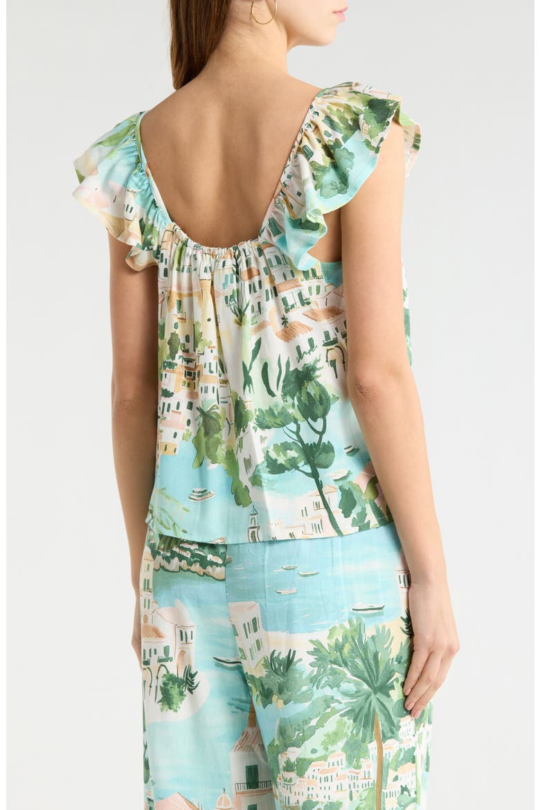 Piti Town Tazzy Flutter Sleeve Top, Alternate, color, AQUA-MULTI