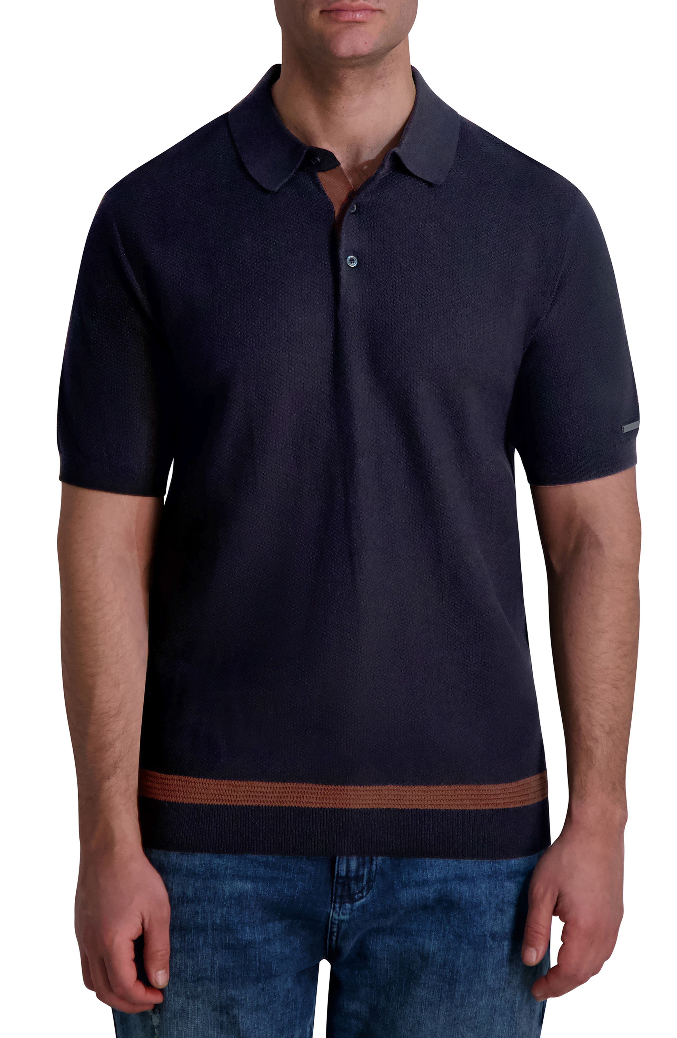 KARL LAGERFELD PARIS Stripe Textured Piqué Polo