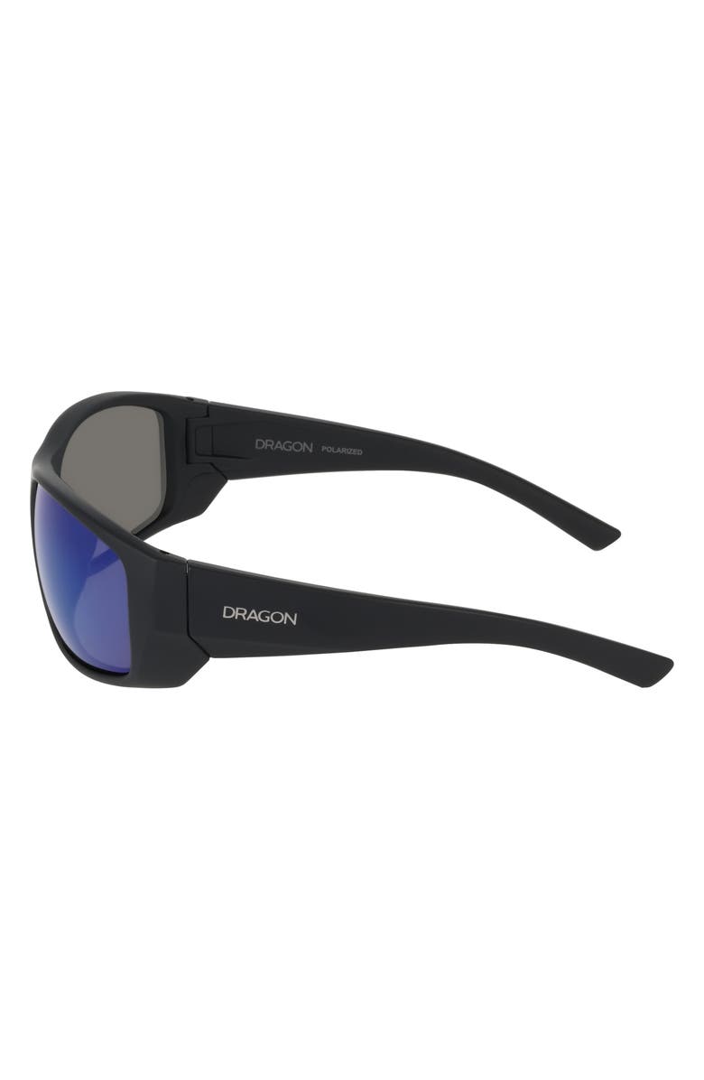 DRAGON 64mm Oversize Rectangular Sunglasses, Alternate, color, Matte Black/ Blue Mirror