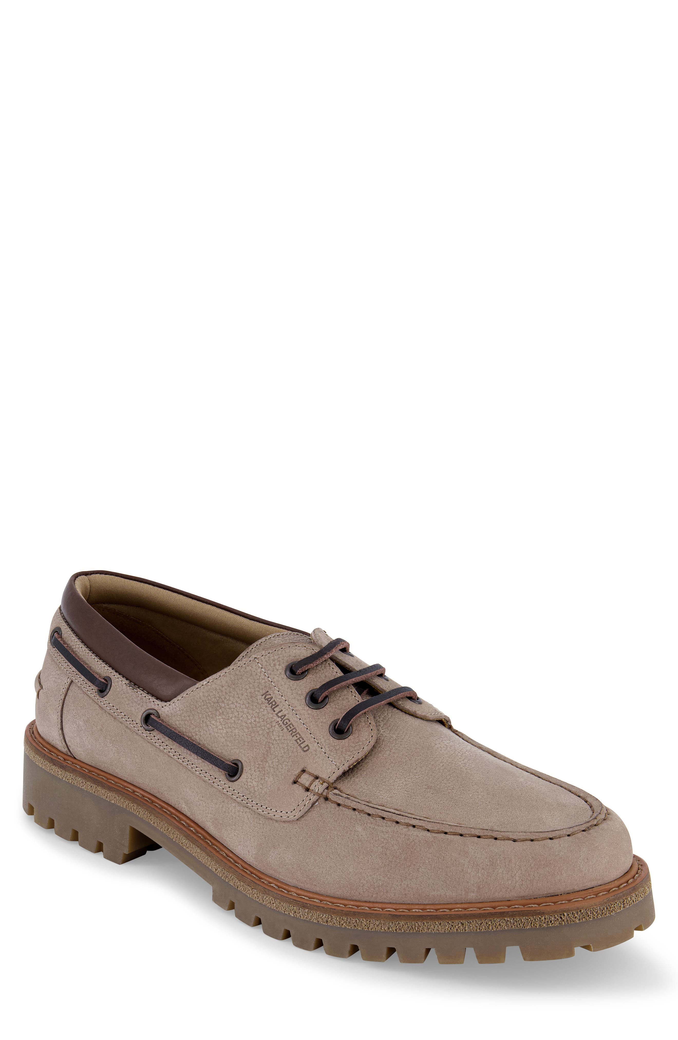 KARL LAGERFELD PARIS Safran Textured Leather Boat Shoe