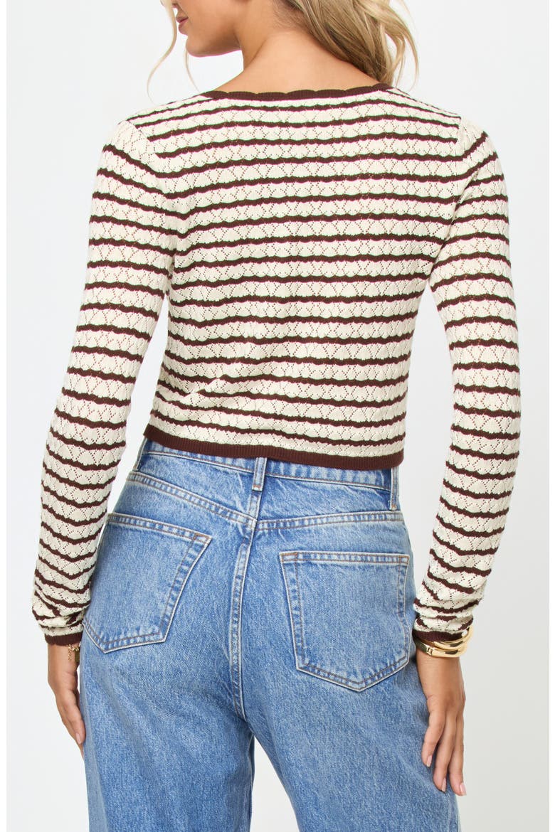 Rosalie Striped Pointelle Cardigan, Alternate, color, CAFE / CREAM
