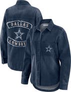 WEAR by Erin Andrews Women's WEAR by Erin Andrews Denim Dallas Cowboys Washed Oversized Denim Full-Snap Shacket