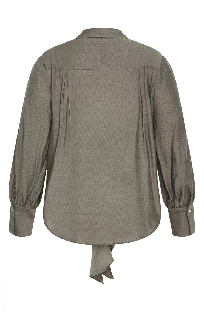 City Chic Rosabella Satin Shirt, Alternate, color, Dark Sage
