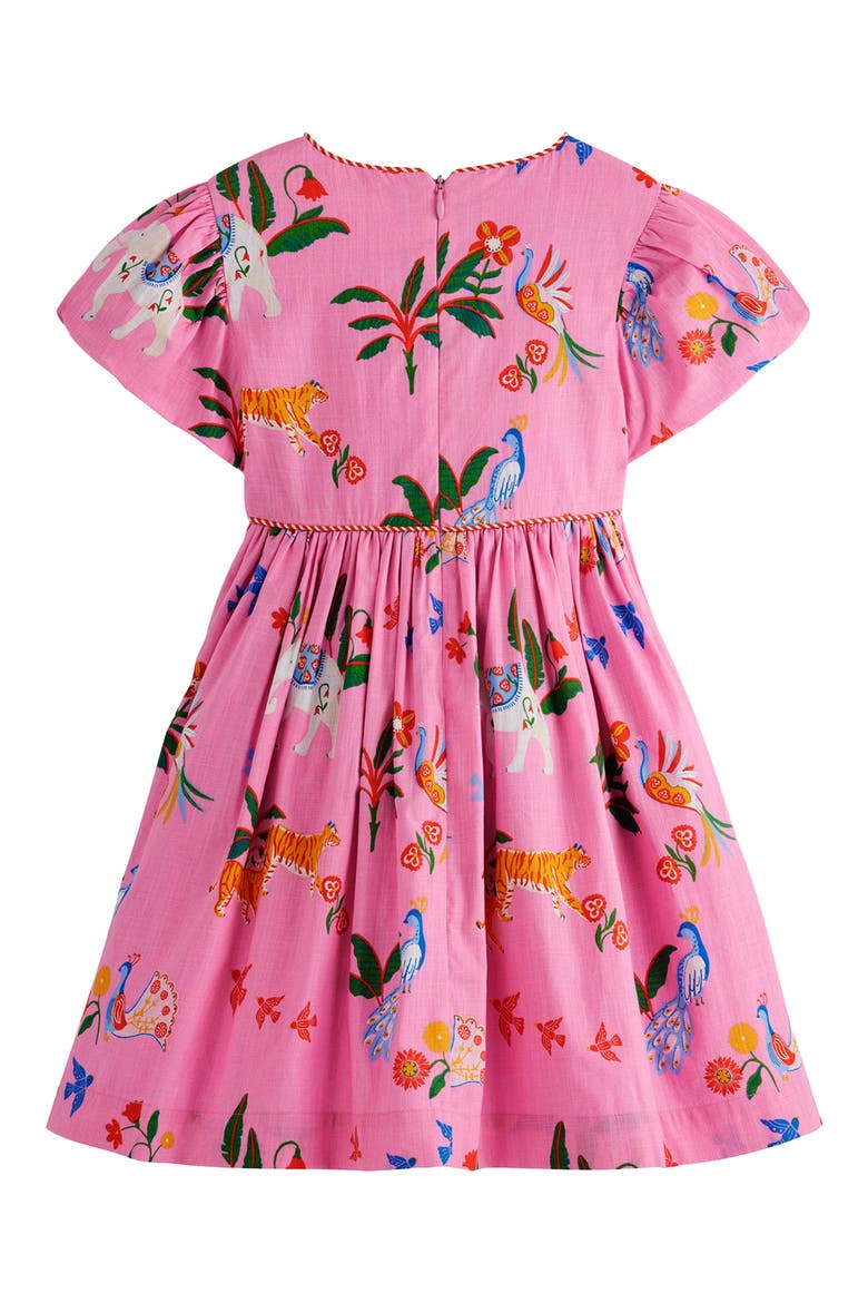 Kids' V-Waist Dress, Alternate, color, FORMICA PINK TROPICAL ANIMALS