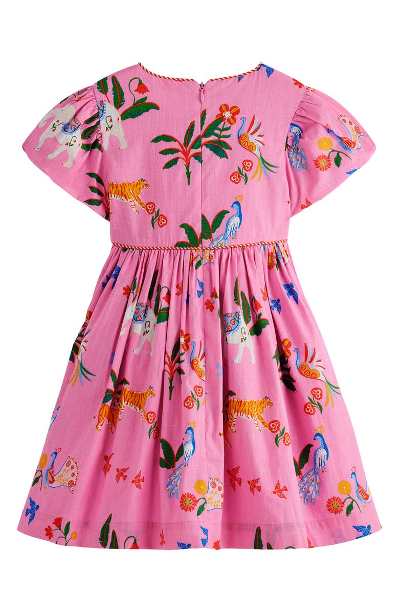 Mini Boden Kids' V-Waist Dress, Alternate, color, Formica Pink Tropical Animals