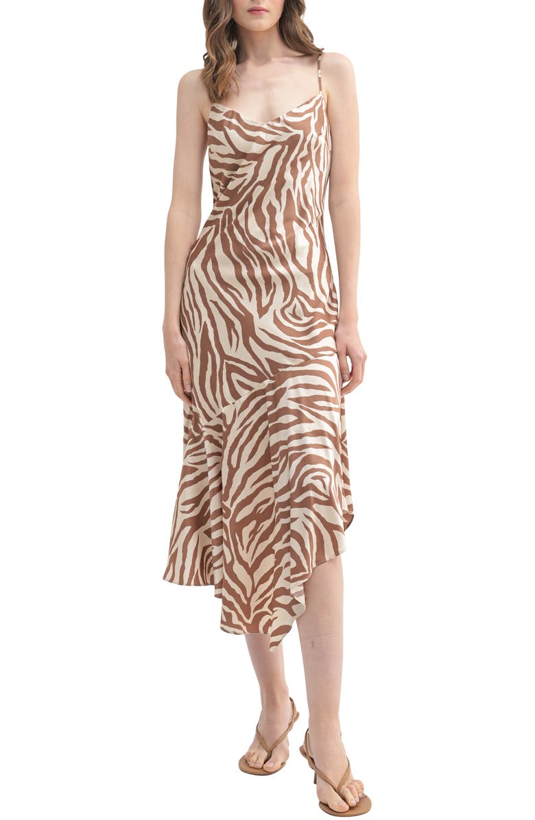 Stripe Asymmetric Hem Midi Slipdress