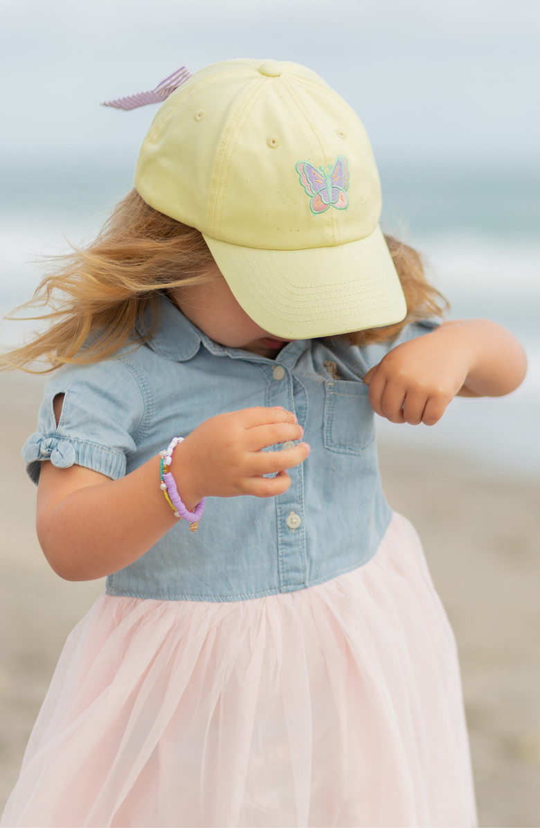 Bits & Bows Butterfly Twill Bow Baseball Hat, Alternate, color, Yellow