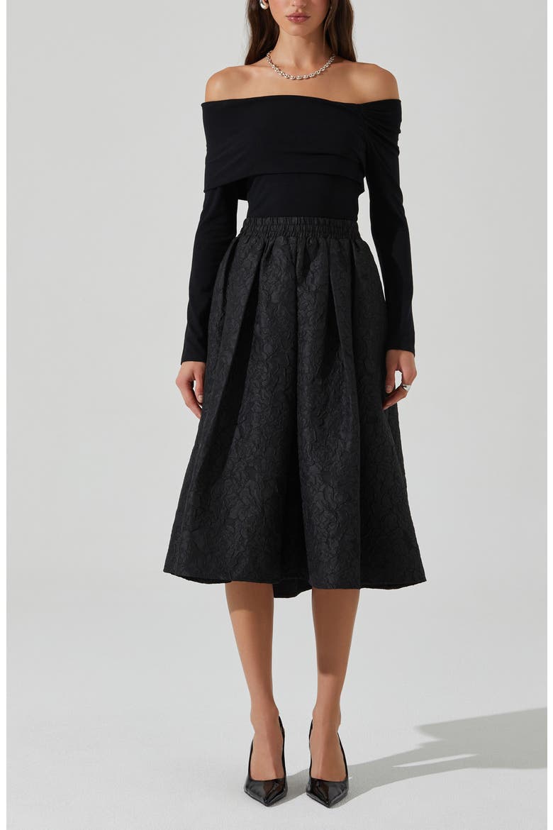 Andolina Jacquard Flare Skirt, Alternate, color, BLACK