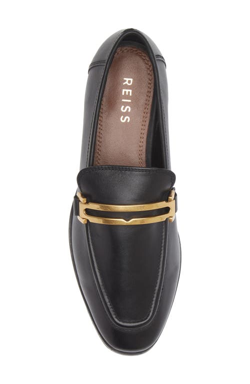 Reiss Womens Black Angela Hardware-embellished Leather Loafers