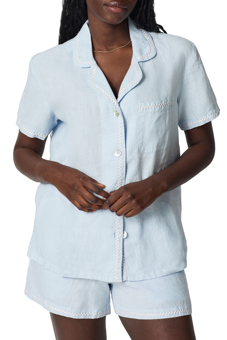 Linen Short Pajamas, Alternate, color, BABYS BREATH BLUE