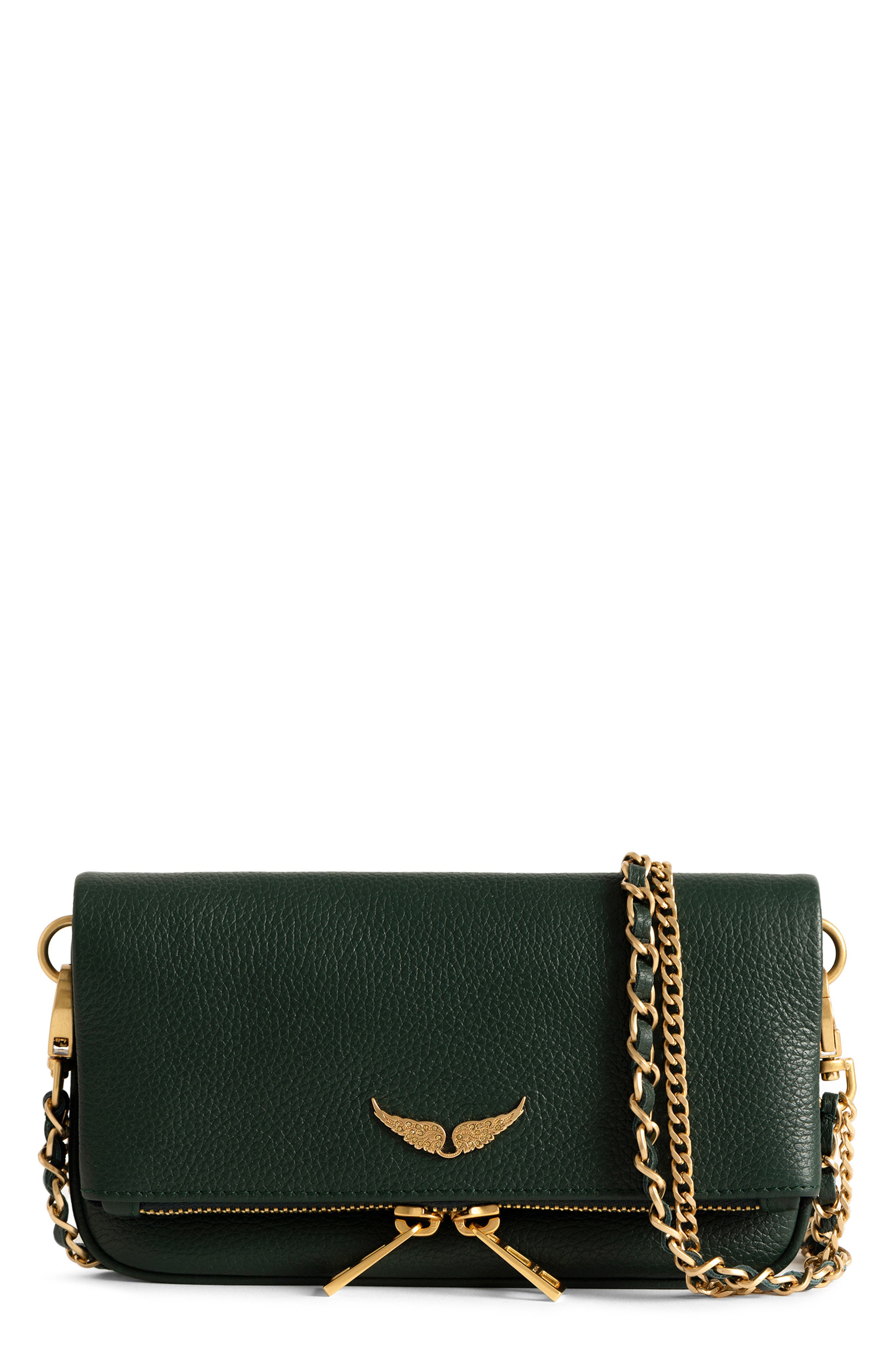 Rock Nano Leather Crossbody Bag, Main, color, EMERALD