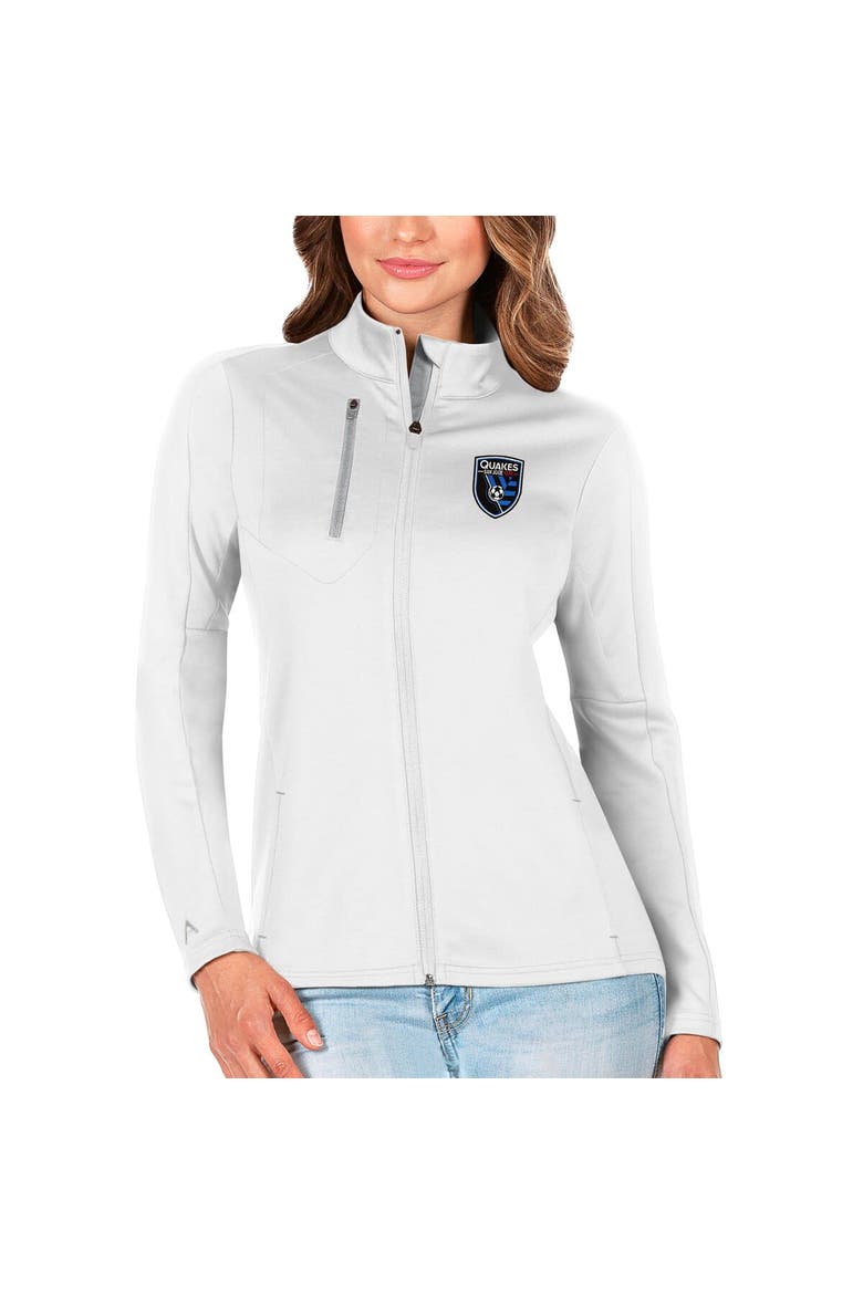 Women's Antigua White/Silver San Jose Earthquakes Generation Full-Zip Jacket, Main, color, White