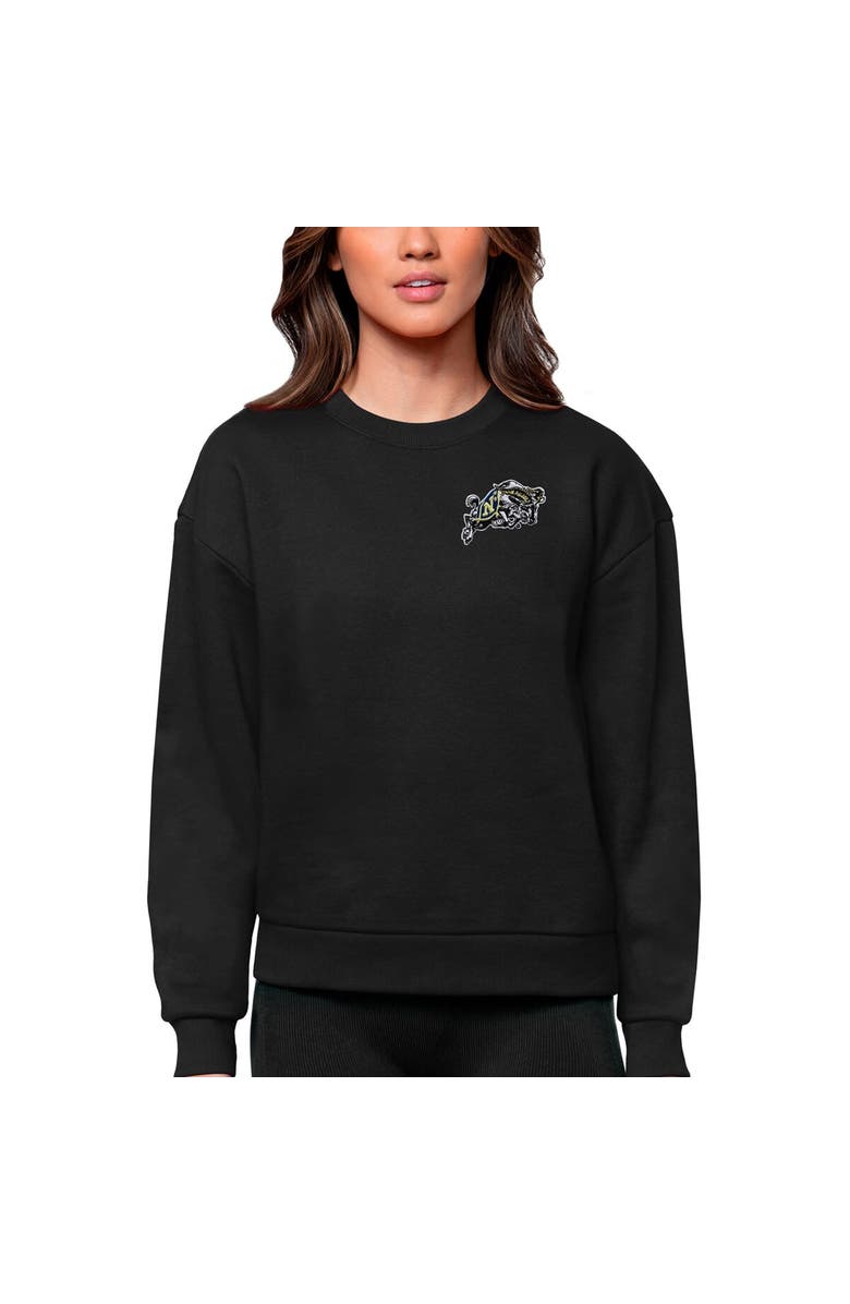 ANTIGUA Women's Antigua Black Navy Midshipmen Logo Victory Crewneck Pullover Sweatshirt, Main, color, 