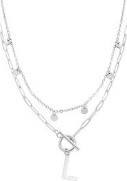 Adornia Toggle Initial Pendant Layered Necklace